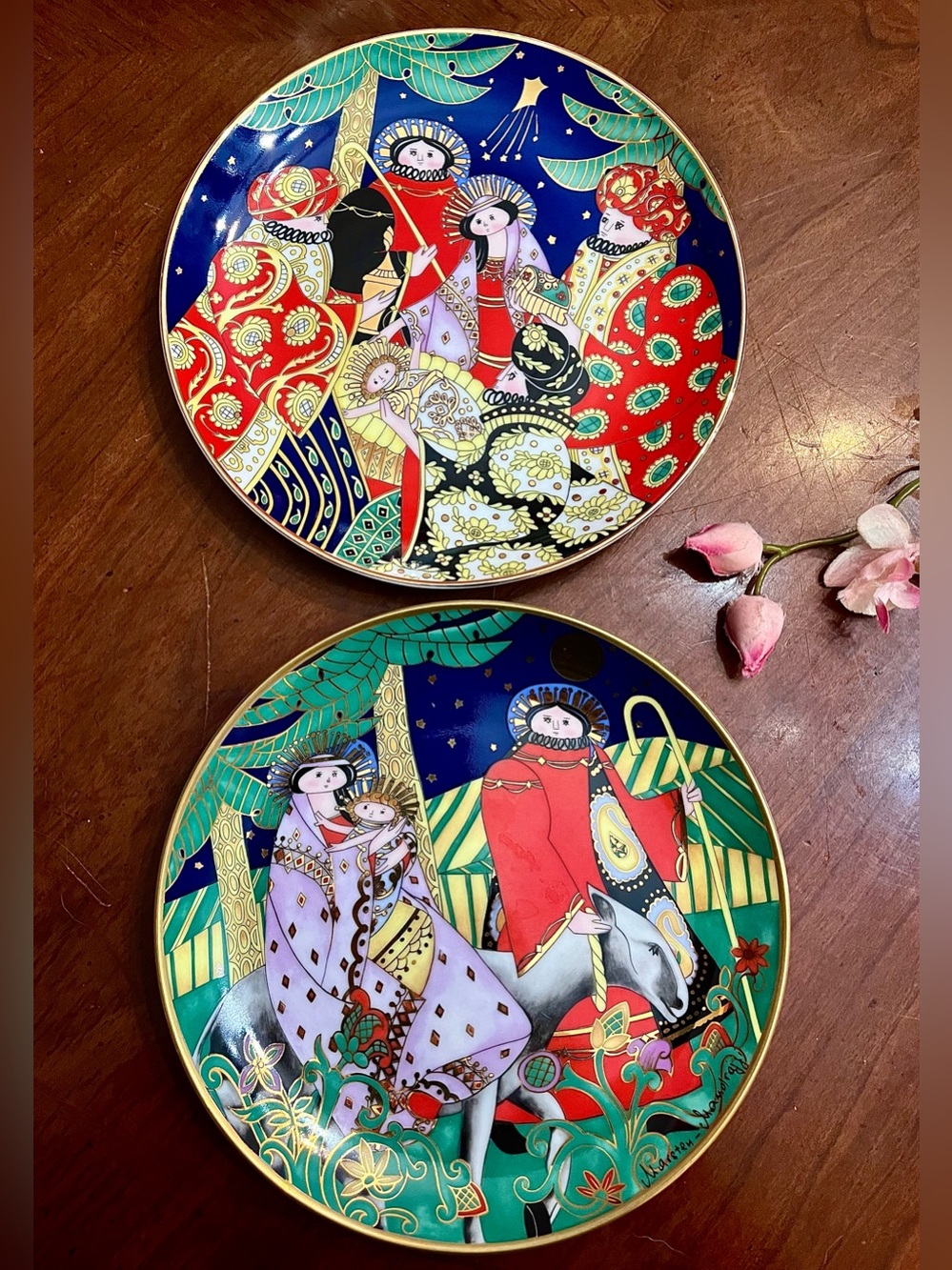 VTG 1991 House of Fabergé Franklin Mint Porcelain Christmas Plates -Set of 2